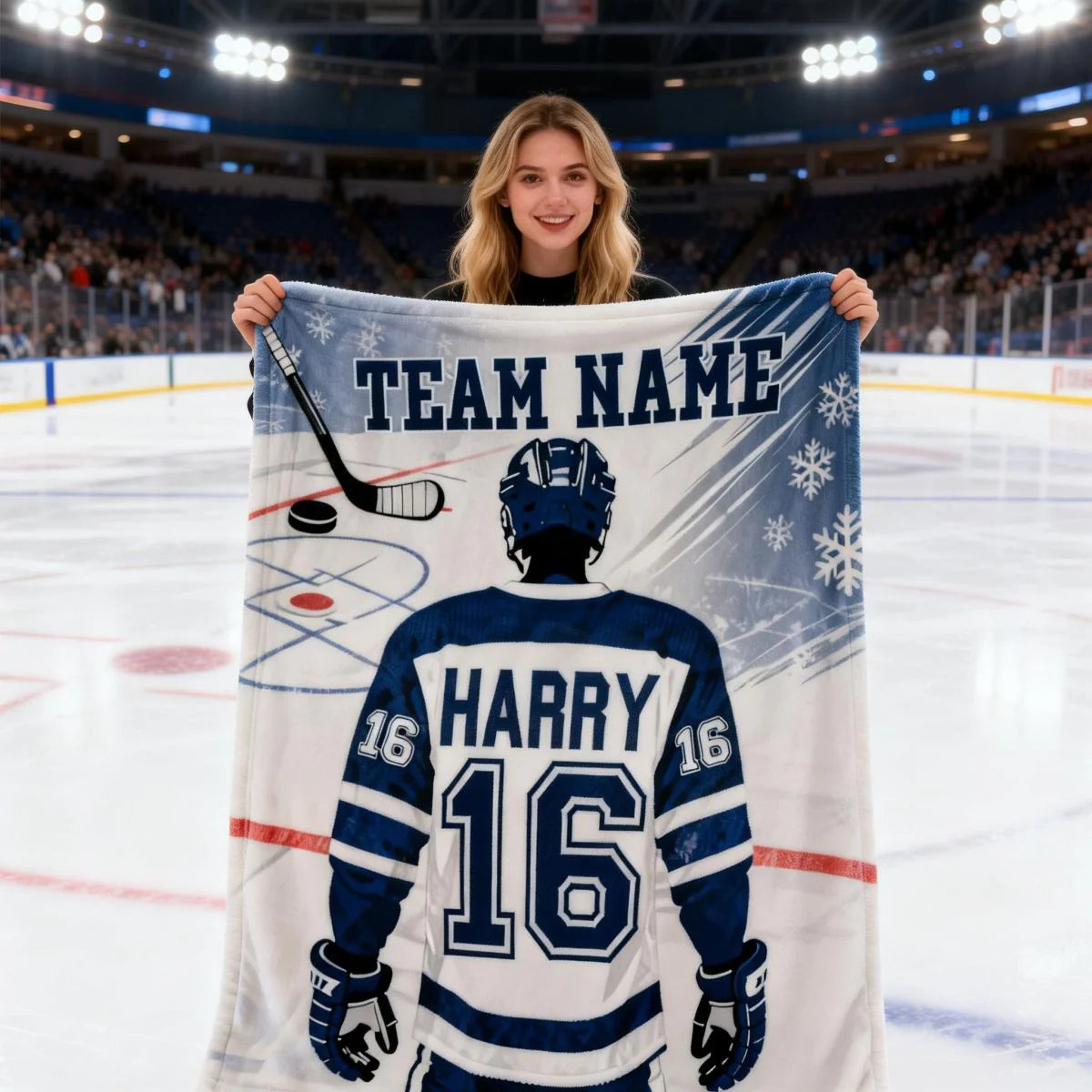 Personalized Hockey Blanket - Custom Team Name, Player Name & Number Jersey Gift