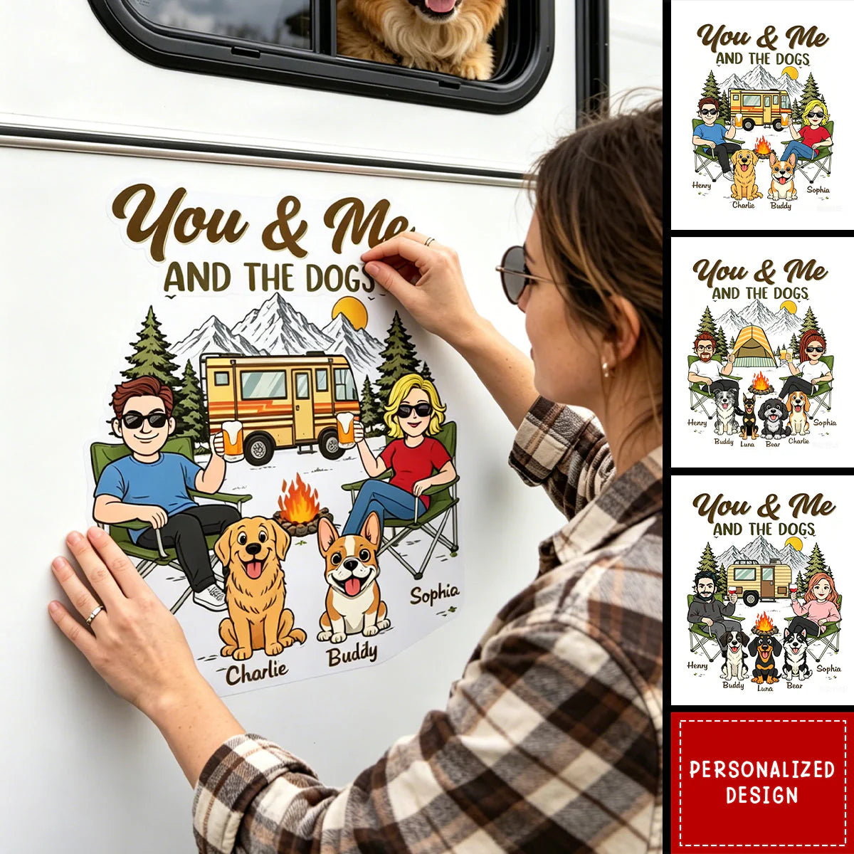 You & Me and the Dogs Personalized RV Decal - Custom Camper Sticker for Couples & Pet Parents