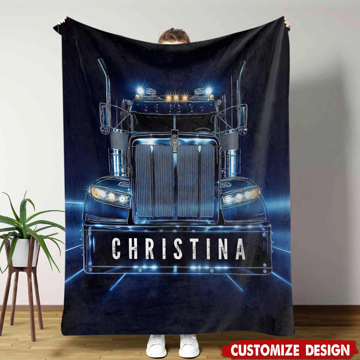 Personalized Trucker Throw Blanket With Custom Name - Unique Keepsake Gift For Semi Truck Drivers