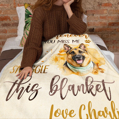 "Whenever You Miss Me, Snuggle This Blanket" Custom Pet Photo Blanket - Personalized Pet Memorial Keepsake Gift