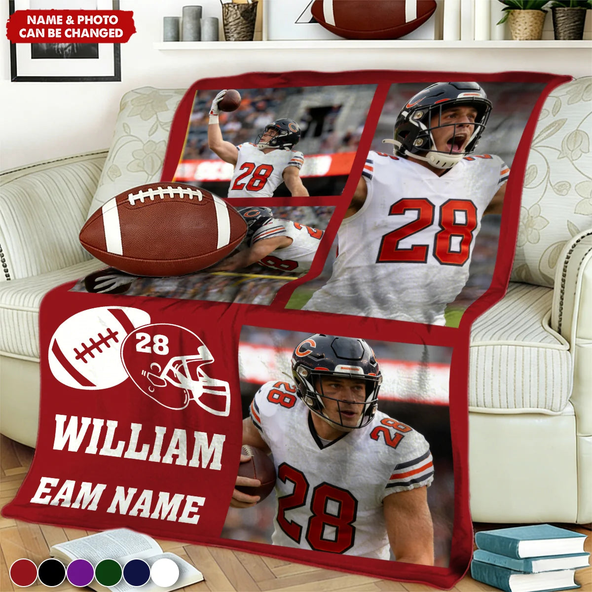 Every Game, Every Cheer, Forever Proud – Personalized Football Photo Blanket, Custom Team & Jersey Keepsake