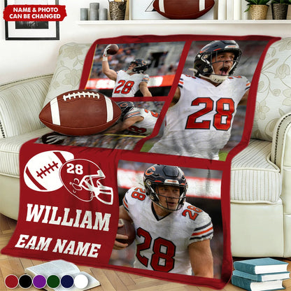 Every Game, Every Cheer, Forever Proud – Personalized Football Photo Blanket, Custom Team & Jersey Keepsake