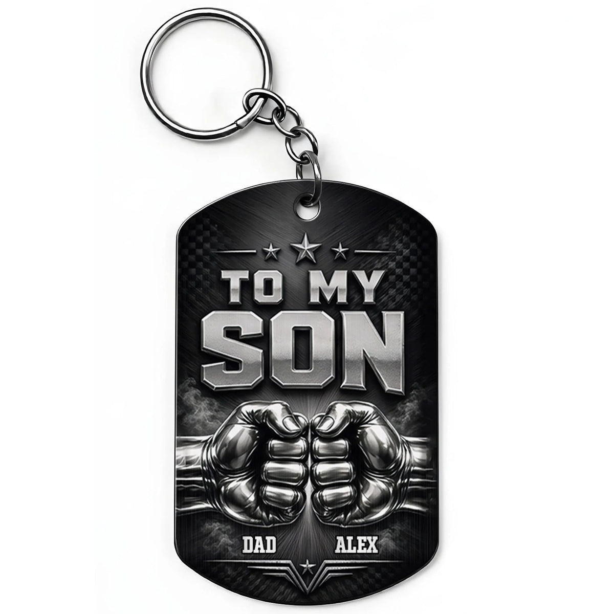 "To My Son My Little Boy Yesterday" Fist Bump Design Personalized Keychain - Custom Gift from Dad for Son Birthday