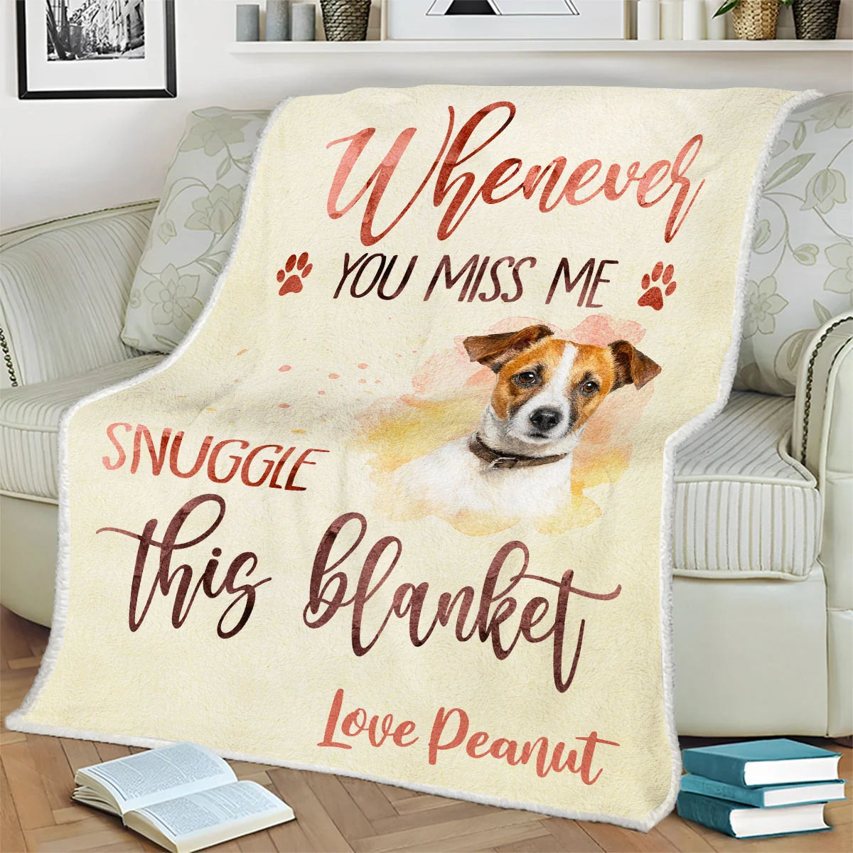 "Whenever You Miss Me, Snuggle This Blanket" Custom Pet Photo Blanket - Personalized Pet Memorial Keepsake Gift