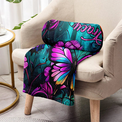 Personalized Butterfly Blanket - Custom Name Gift