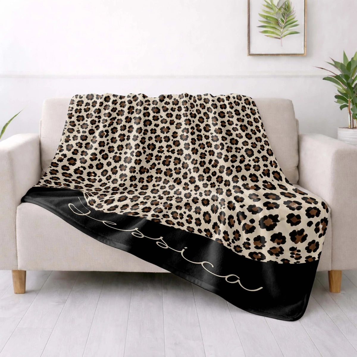 Wild & Fierce Leopard Print Blanket - Customized Name Cozy Gift for Leopard Pattern Fans