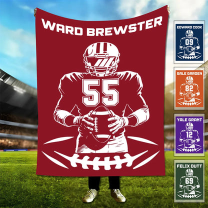 Personalized Football Jersey Blanket with Custom Name & Number - Perfect Throw Gift for Football Players