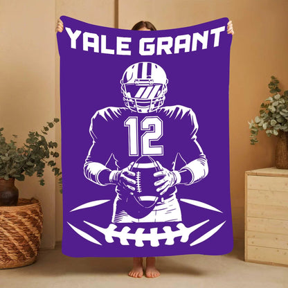 Personalized Football Jersey Blanket with Custom Name & Number - Perfect Throw Gift for Football Players