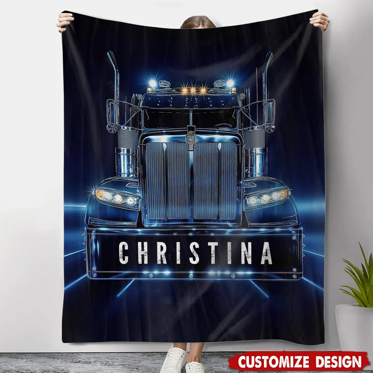Personalized Trucker Throw Blanket With Custom Name - Unique Keepsake Gift For Semi Truck Drivers