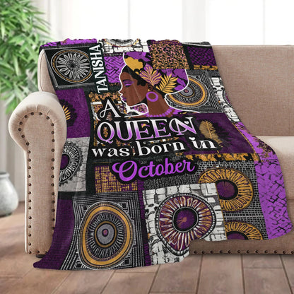 Best Friend Personalized Queen Birth Month Blanket, Custom Soft Throw Birthday Gift for Her