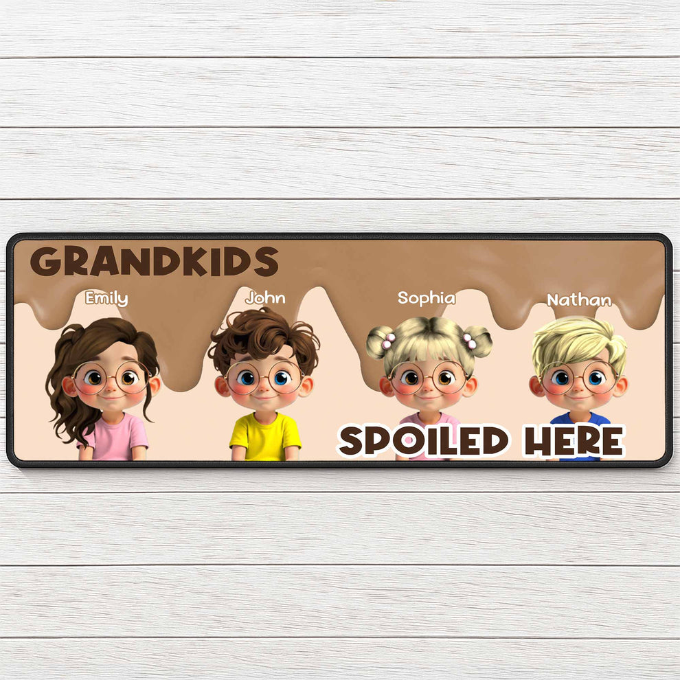 Grandkids Spoiled Here Personalized Runner Rug - Custom Cute Cartoon M ...