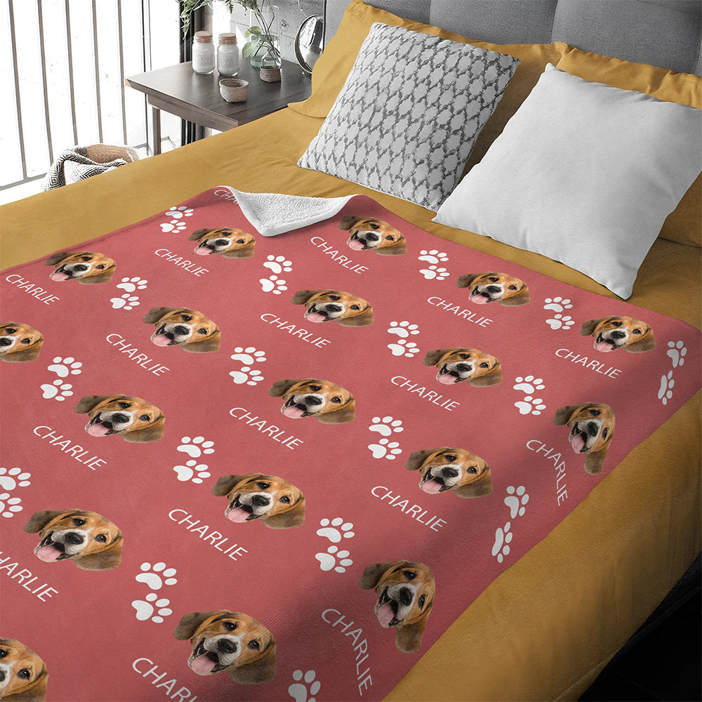 Personalized Pet Photo Cute Pattern Blanket - Custom Gift for Dog and Cat Lovers