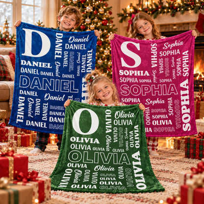 Personalized Kids Collage Fleece Blanket With Custom Name, Soft Throw Blanket Gift for Boys and Girls