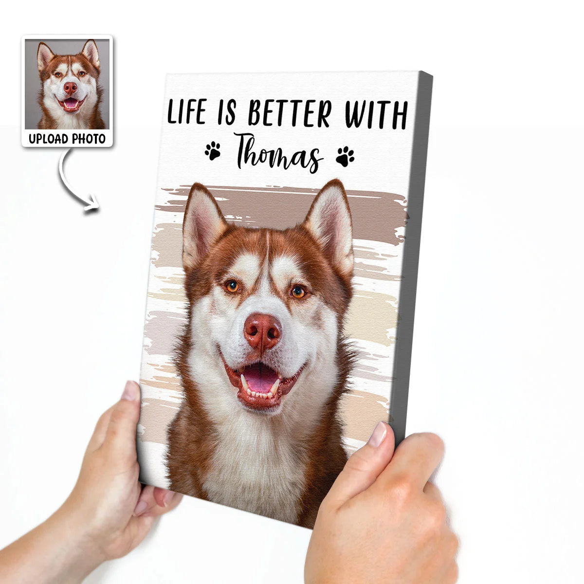 Life Is Sweeter With Paws by My Side – Personalized Pet Photo Canvas / Poster, Custom Dog & Cat Name Wall Art