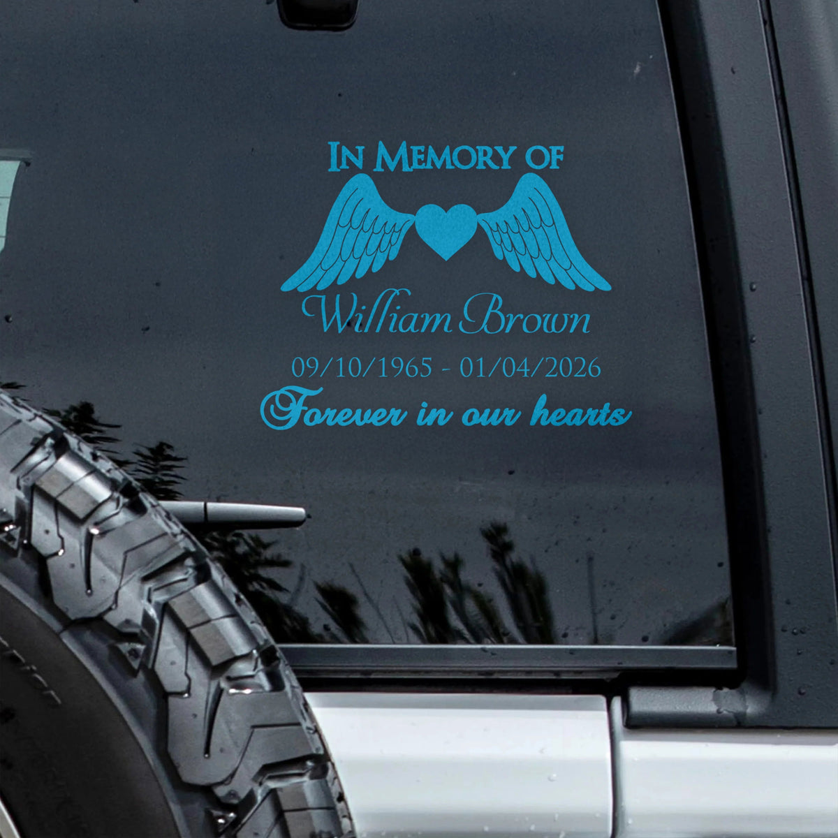Your Love Travels With Me – Personalized Memorial Car Decal, Custom Name & Dates Tribute Sticker