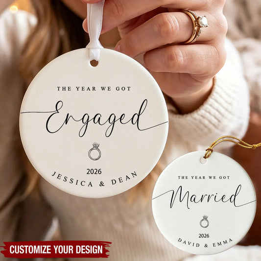 The Year Our Forever Began – Personalized Engagement Ceramic Ornament, Custom Names & Year Keepsake for Couples