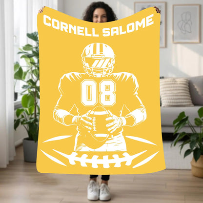 Personalized Football Jersey Blanket with Custom Name & Number - Perfect Throw Gift for Football Players