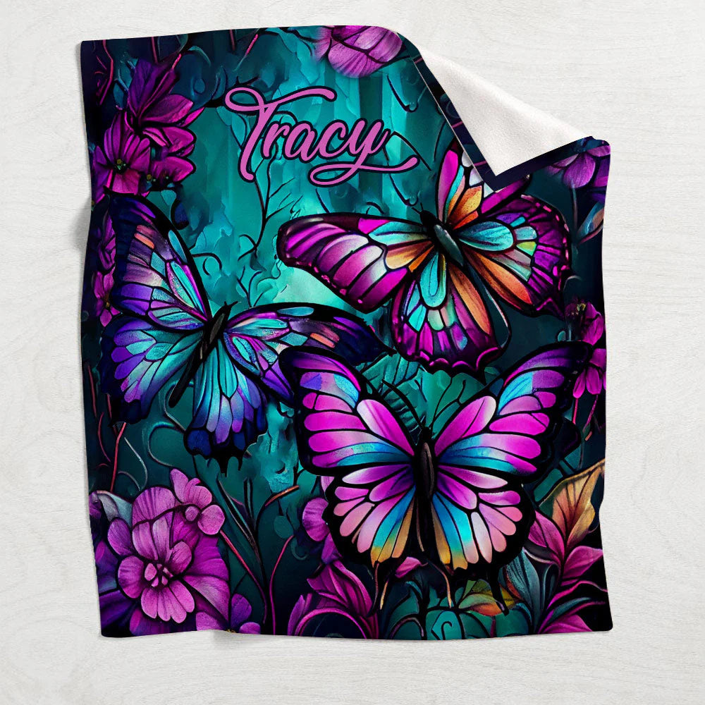 Personalized Butterfly Blanket - Custom Name Gift