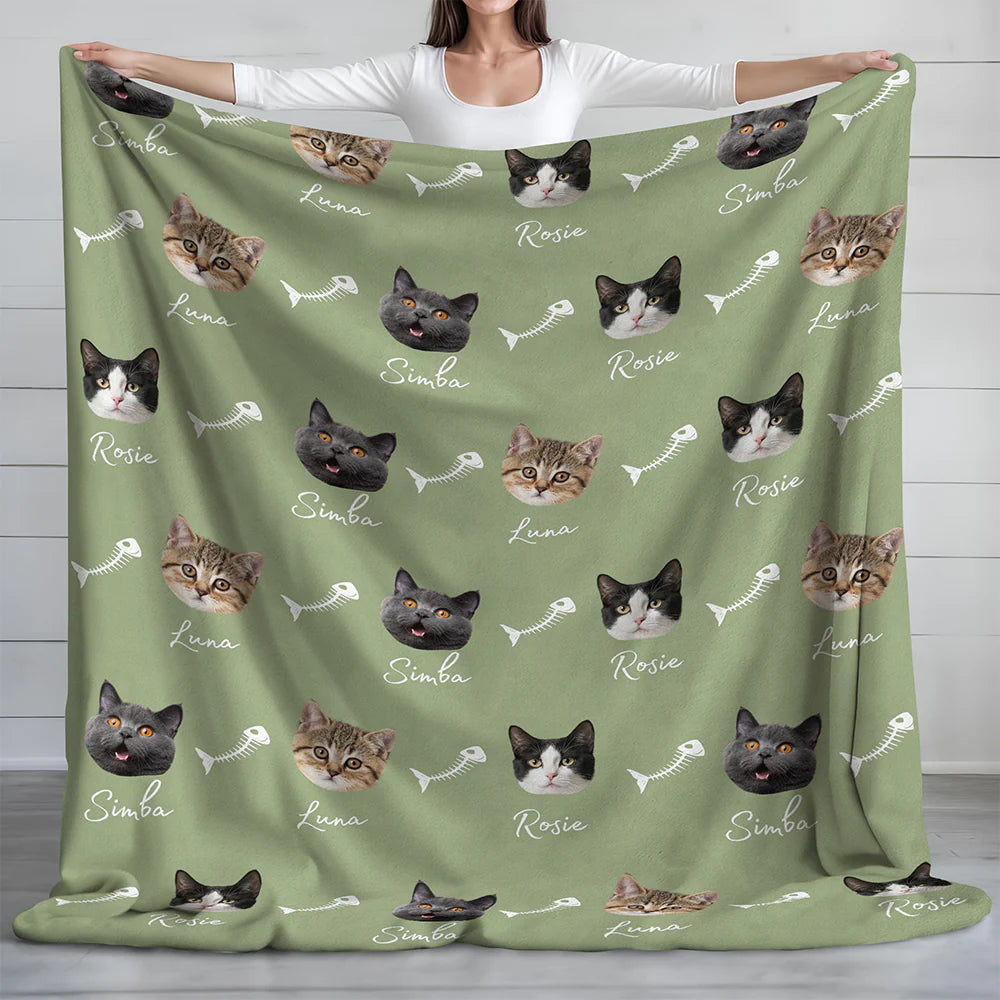 Personalized Pet Photo Cute Pattern Blanket - Custom Gift for Dog and Cat Lovers