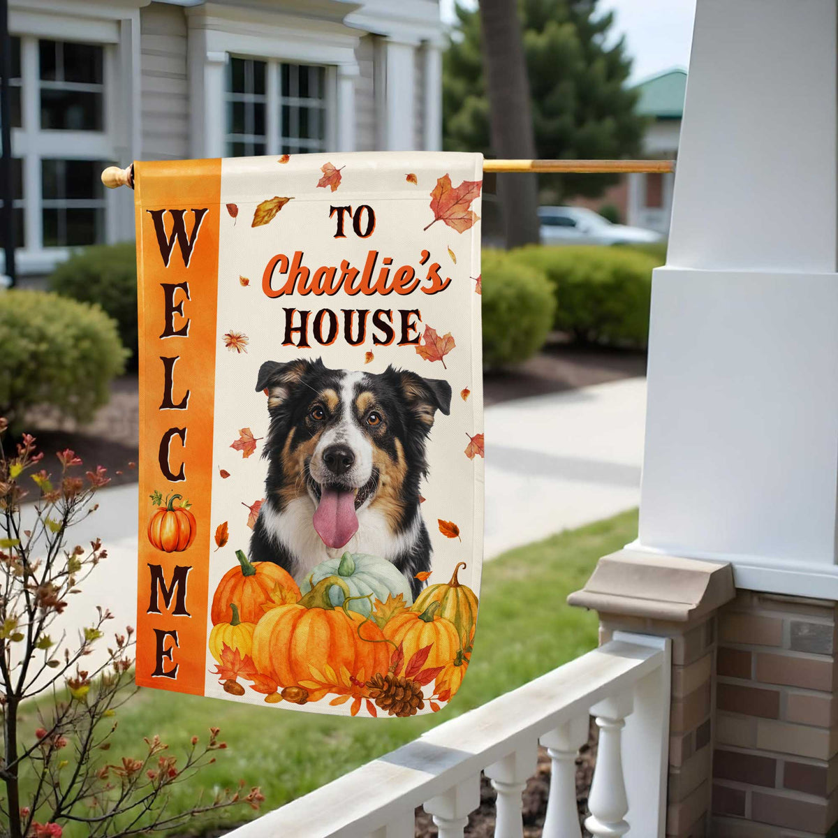Custom Autumn Pumpkin Dog Yard Flag - Personalized Outdoor Garden Decor for Pet Owners