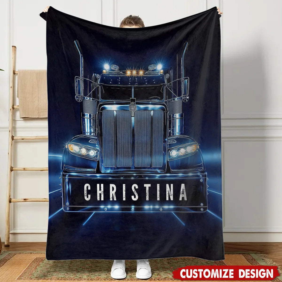 Personalized Trucker Throw Blanket With Custom Name - Unique Keepsake Gift For Semi Truck Drivers