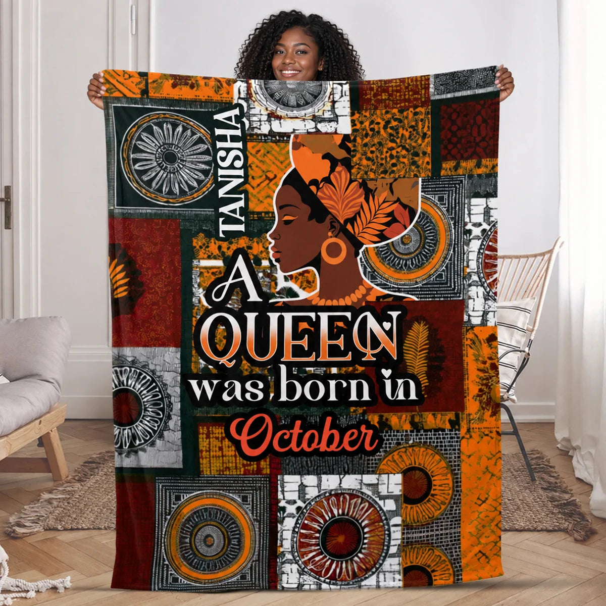 Best Friend Personalized Queen Birth Month Blanket, Custom Soft Throw Birthday Gift for Her