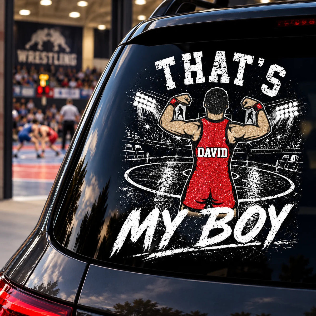 Custom That's My Boy Wrestling Car Decal - Personalized Sports Mom & Dad Sticker for Vehicle Window