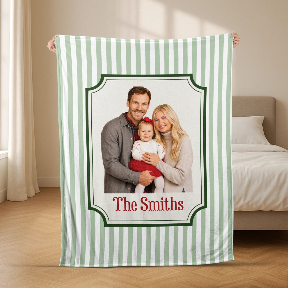 Custom Christmas Tree Tartan Blanket - Personalized Family Name Keepsa ...