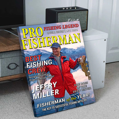 Hooked On Great Memories - Custom Photo Magazine Cover Poster - Personalized Funny Fishing Gift for Fisherman