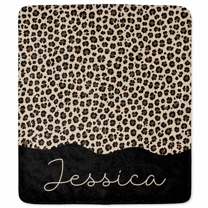 Wild & Fierce Leopard Print Blanket - Customized Name Cozy Gift for Leopard Pattern Fans