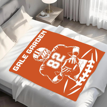 Personalized Football Jersey Blanket with Custom Name & Number - Perfect Throw Gift for Football Players