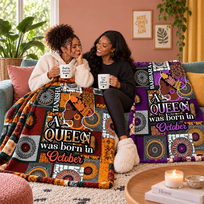 Best Friend Personalized Queen Birth Month Blanket, Custom Soft Throw Birthday Gift for Her