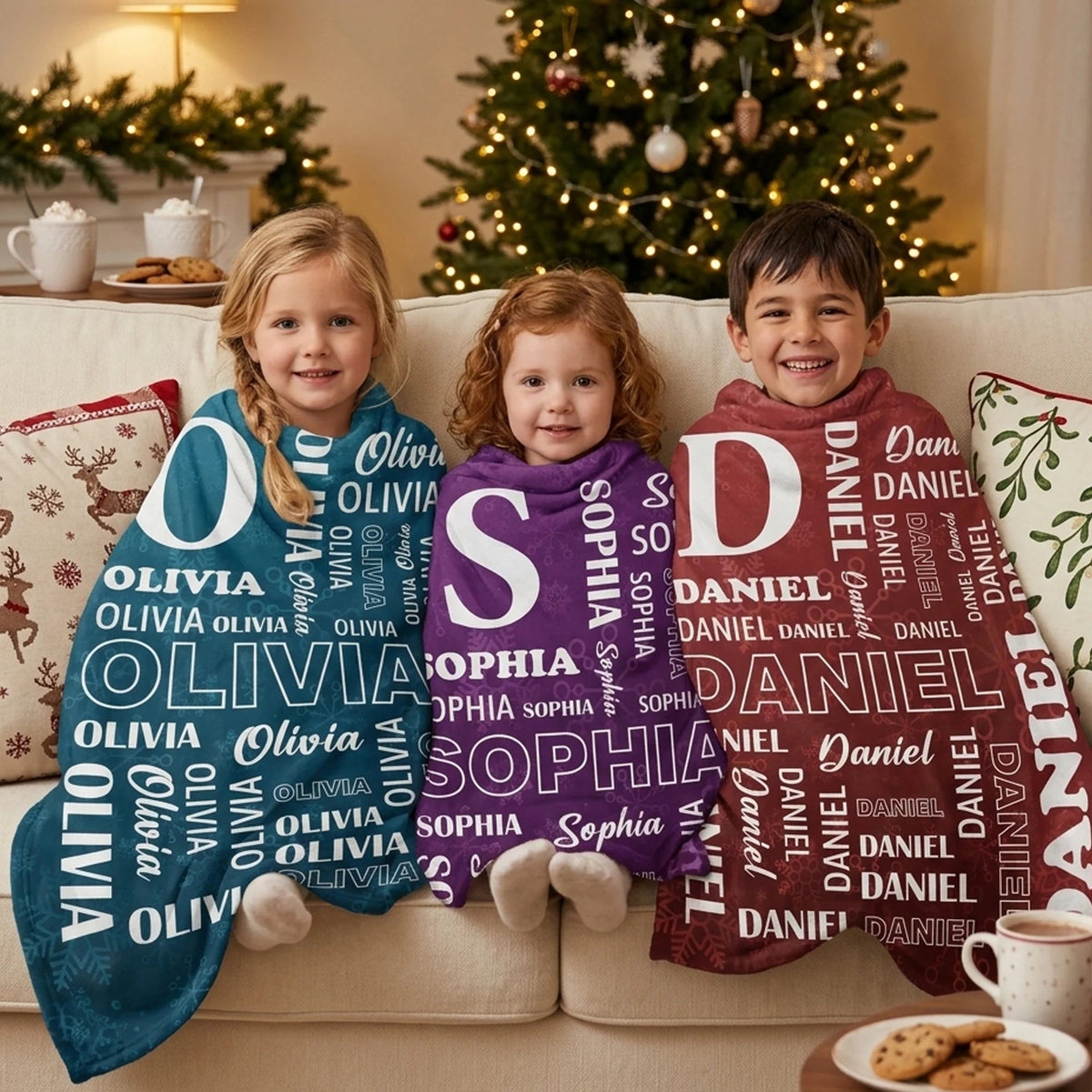 Personalized Kids Collage Fleece Blanket With Custom Name, Soft Throw Blanket Gift for Boys and Girls