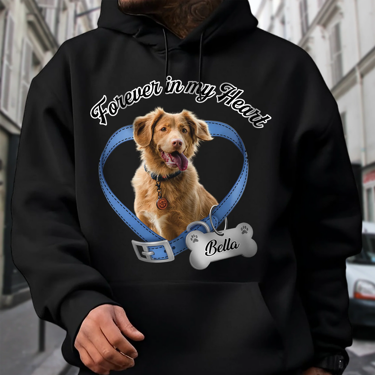 They Left Paw Prints on My Heart — "Forever in My Heart" Custom Pet Photo Memorial T-Shirt, a Loving Tribute to a Cherished Friend