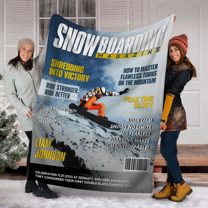 Personalized Snowboarding Photo Blanket - Birthday Gift for Winter Riders