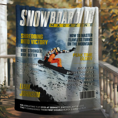 Personalized Snowboarding Photo Blanket - Birthday Gift for Winter Riders