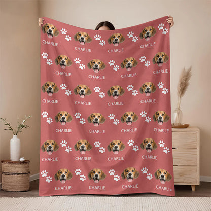 Personalized Pet Photo Cute Pattern Blanket - Custom Gift for Dog and Cat Lovers