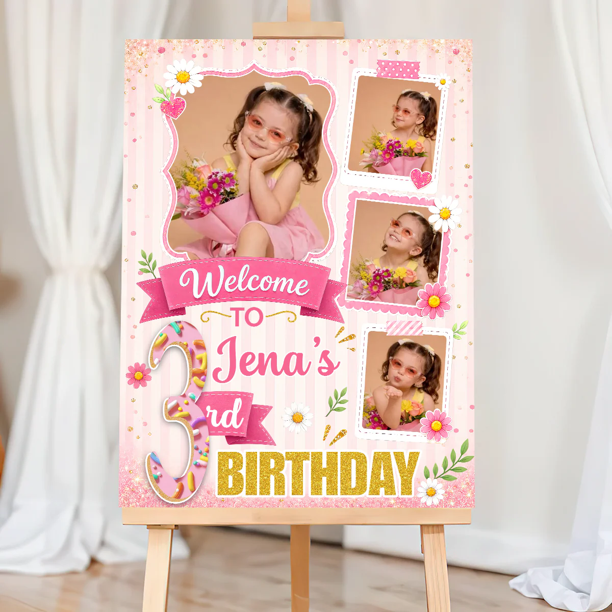 Welcome to Birthday Party Personalized Poster / Canvas - Custom Name & Photo Sign