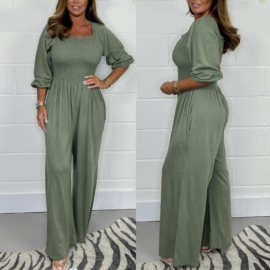 Jumpsuit med elastisk midja sommar för kvinnor🥰Morsdagskampanj - 49 % rabatt