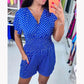 Prickig V-ringad Jumpsuit i ett stycke med shorts