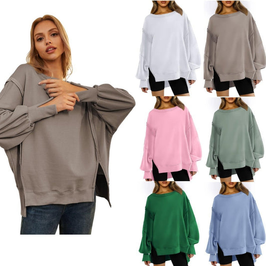 👚Oversized sweatshirts med rund halsringning