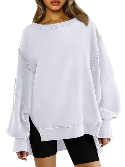 👚Oversized sweatshirts med rund halsringning