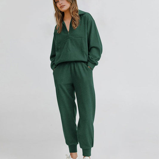 Långärmad Halvzip Sweatsuit Set