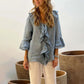 🔥2025 HOT SALE🔥Kvinnor Ruffle Collar Blouse med klockärmar