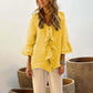 🔥2025 HOT SALE🔥Kvinnor Ruffle Collar Blouse med klockärmar