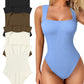 ⏳50% rabatt under en begränsad tid 🎁Sexig ribbad stroppig fyrkantig hals ärmlös magkontroll Tank Tops Bodysuits🩱
