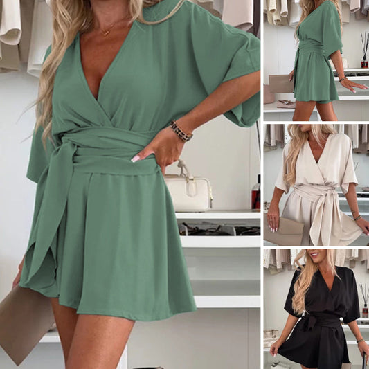 🎁Sommarkampanj 50% rabatt✨Elegant kortärmad jumpsuit för kvinnor