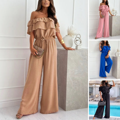 🌺Jumpsuit med bara axlar och volanger för kvinnor🍑