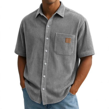 👔STORLEK: M-4XL🌟️Herrskjortor med vintage-mönster och slag, kortärmade