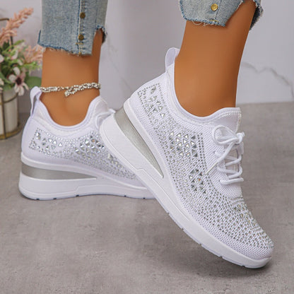 Rhinestones-Embellished Breathable Mesh Sneakers（50% OFF）